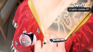 A girl is getting wildly attracted to her photographer during a photoshoot