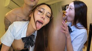 An Eastern girl in the role of a schoolgirl gets fucked hard