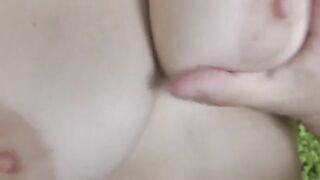 The girl with big natural boobs is begging for a hard cock