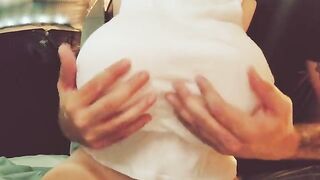 The man tested the strength of his breast pump and couldn't hold back the loud moans