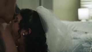 A couple has a gentle, painful, and awesome experience on the bed