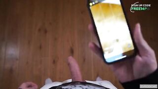 The guy came home and was fucked by his girlfriend in the mouth