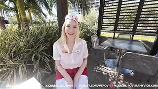 A girl with huge natural boobs gets fucked hard in POV style