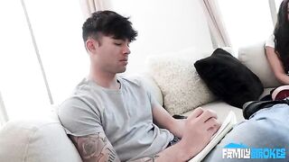 Girl made a blowjob and almost choked on her tongue