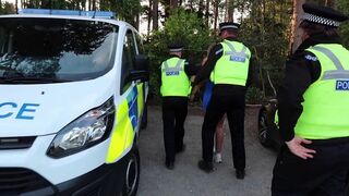 A British girl was arrested for indecent exposure, but released after giving a blowjob