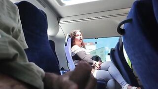 A stranger caught and encouraged to masturbate publicly by a busty MILF