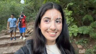 A girl made a cumwalk in the park and almost got caught