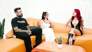 A double blowjob and then they get fucked one by one