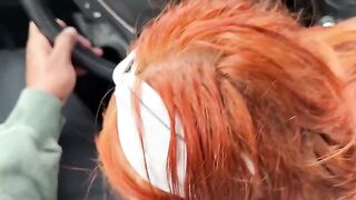A tiny ginger girl got cum on her face during a passionate movie theater date
