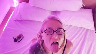 Droplets of semen on the face of a sweet girl