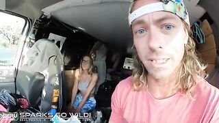 A girl is fucking with a guy in 100 layers of clothes