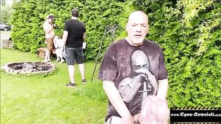 A horny voyeur girl got caught and fucked by Egon Kowalski outdoors