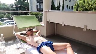 A beautiful Italian girl has sex on the balcony of her luxurious villa