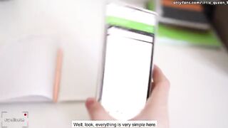 A student is having sex with her math teacher directly on the table