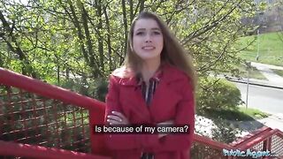 Nervous woman gets fucked through the glory hole for cash