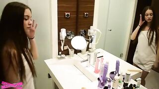 Young girl has sex with a guy in the shower and on the bed