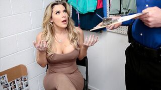 Hot MILF Kayla Paige gets busted for shoplifting and stripped by the security guard